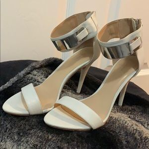 Zara basic white ankle strap heels